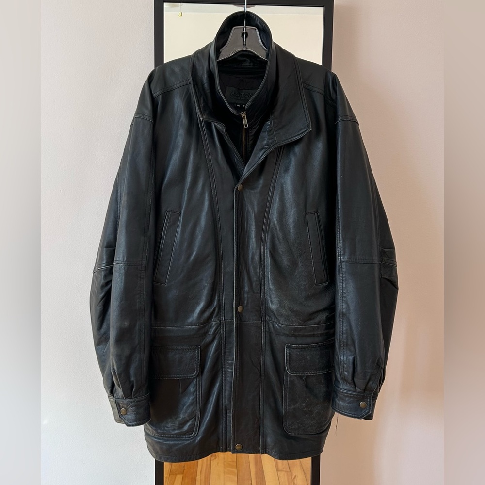 Vintage 90s Acton Leather Jacket Coat Trench The Olde Hide House